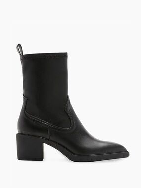 LA CANADIENNE Parks 63MM Black Leather Block Heel Ankle Boots 6